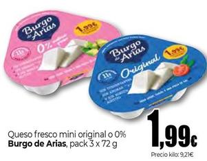 Oferta de Burgo De Arias - Queso Fresco Mini Original O 0% por 1,99€ en Unide Supermercados