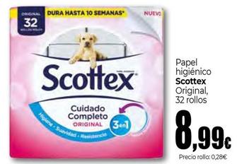 Oferta de Scottex - Papel Higiénico Original, 32 Rollos por 8,99€ en Unide Supermercados