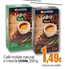 Oferta de Unide - Cafe Molido Natural O Mezcla por 1,49€ en Unide Supermercados