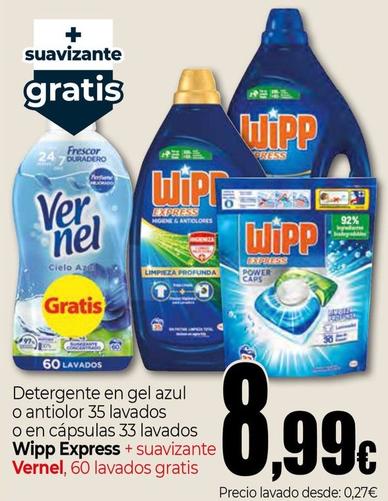 Oferta de Wipp - Detergente En Gel Azul O Antiolor por 8,99€ en Unide Supermercados