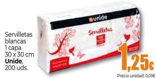 Oferta de Unide - Servilletas Blancas por 1,25€ en Unide Supermercados
