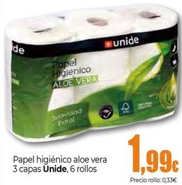 Oferta de Unide - Papel Higiénico Aloe Vera por 1,99€ en Unide Supermercados