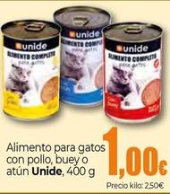 Oferta de Unide - Alimento Para Gatos Con Pollo por 1€ en Unide Supermercados