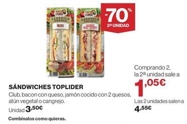 Oferta de Sandwiches por 3,5€ en El Corte Inglés
