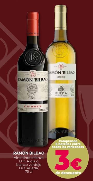 Oferta de Ramón Bilbao - Vino Tinto Crianza D.o. Rioja por 3€ en CashDiplo