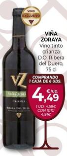 Oferta de Viña Zoraya - Vino Tinto Crianza D.o. Ribera Del Duero por 4,59€ en CashDiplo