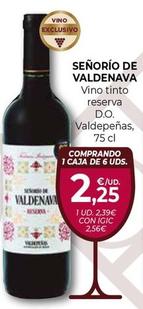 Oferta de Señorío De Valdenava - Vino Tinto Reserva D.o. Valdepeñas por 2,39€ en CashDiplo
