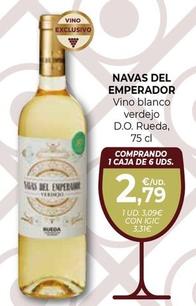 Oferta de Navas Del Emperador - Vino Blanco Verdejo D.o. Rueda por 3,09€ en CashDiplo