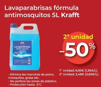 Oferta de Krafft - Lavaparabrisas Fórmula Antimosquitos 5l por 6,95€ en MotorTown