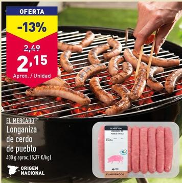 Oferta de El Mercado - Longaniza De Cerdo De Pueblo por 2,15€ en ALDI