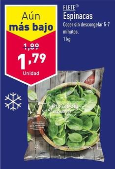 Oferta de Flete - Espinacas por 1,79€ en ALDI