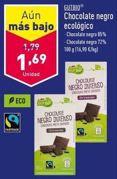 Oferta de Gutbio - Chocolate Negro Ecológico por 1,69€ en ALDI