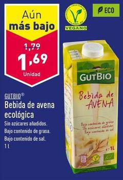 Oferta de Gutbio - Bebida De Avena Ecológica por 2,29€ en ALDI