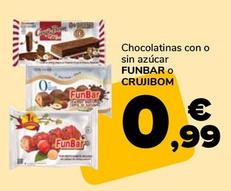 Oferta de Funbar/Crujibom - Chocolatinas Con O Sin Azúcar  por 0,99€ en Supeco