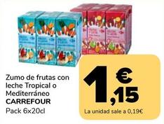 Oferta de Carrefour - Zumo De Frutas Con Leche Tropical O Mediterraneo por 1,15€ en Supeco