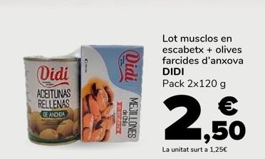 Oferta de Didi - Lot Muslos En Escabetx + Olives Farcides D'Anxova por 2,5€ en Supeco