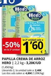Oferta de Hero - Papilla Crema De Arroz por 2,4€ en Supermercados MAS