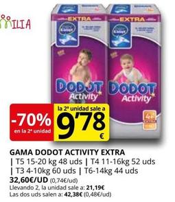 Oferta de Dodot - Gama Activity Extra por 32,6€ en Supermercados MAS