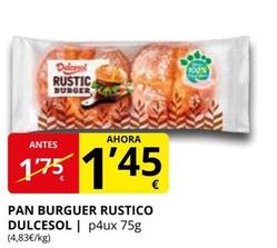 Oferta de Dulcesol - Pan Burguer Rustico por 1,45€ en Supermercados MAS
