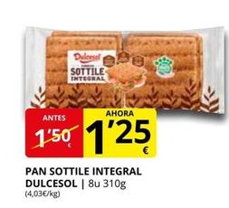 Oferta de Dulcesol - Pan Sottile Integral por 1,25€ en Supermercados MAS