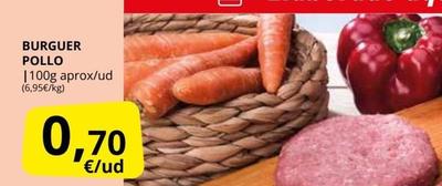 Oferta de Burguer Pollo por 0,7€ en Supermercados MAS