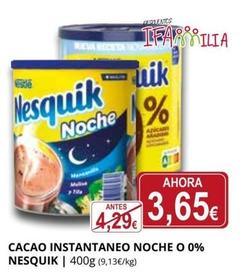 Oferta de Nesquik - Cacao Instantaneo Noche O 0% por 3,65€ en Supermercados MAS