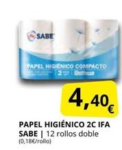 Oferta de Ifa Sabe - Papel Higiénico 2C por 4,4€ en Supermercados MAS