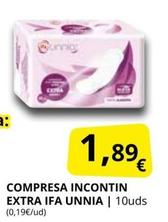 Oferta de Ifa Unnia - Compresa Incontin Extra por 1,89€ en Supermercados MAS