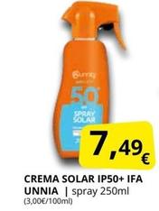 Oferta de Ifa Unnia - Crema Solar Ip50+ por 7,49€ en Supermercados MAS