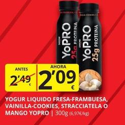 Oferta de Danone - Yogur Líquido Fresa-Frambuesa, Vainilla-Cookies, Stracciatela O Mango Yopro por 2,09€ en Supermercados MAS