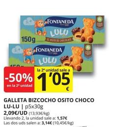Oferta de Fontaneda - Galleta Bizcocho Osito Choco Lu-lu por 2,09€ en Supermercados MAS