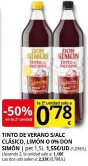 Oferta de Don Simón - Tinto De Verano S/Alc Clásico, Limón O 0% por 0,78€ en Supermercados MAS