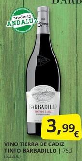 Oferta de Barbadillo - Vino Tierra De Cadiz Tinto por 3,99€ en Supermercados MAS
