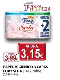 Oferta de Foxy - Papel Higiénico 3 Capas Seda por 3,15€ en Supermercados MAS