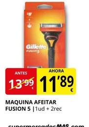Oferta de Gillette - Maquina Afeitar Fusion 5 por 11,89€ en Supermercados MAS