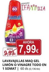 Oferta de Somat - Lavavajillas Maq Gel Limón O Vinagre por 7,99€ en Supermercados MAS