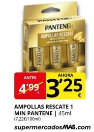 Oferta de Pantene - Ampollas Rescate 1 Min por 3,25€ en Supermercados MAS