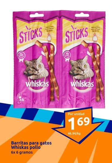 Oferta de Whiskas - Barritas Para Gatos Pollo por 1,69€ en Action