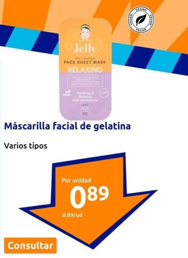 Oferta de Máscarilla Facial De Gelatina por 0,89€ en Action