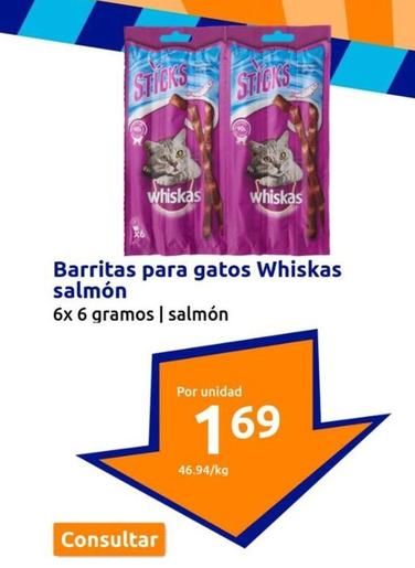 Oferta de Whiskas - Barritas Para Gatos Salmón por 1,69€ en Action