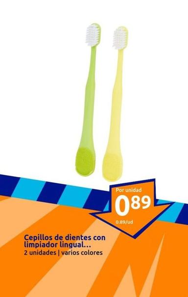 Oferta de Cepillos De Dientes Con Limpiador Lingual por 0,89€ en Action