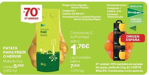 Oferta de Patatas por 5,85€ en Hipercor