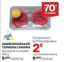 Oferta de Hamburguesa De Ternera Canaria por 6,65€ en Hipercor