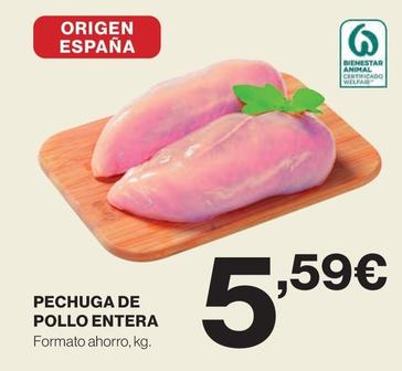 Oferta de Pechuga De Pollo Entera por 5,59€ en Hipercor