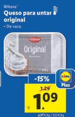 Oferta de Milbona - Queso Para Untar Original por 1,09€ en Lidl