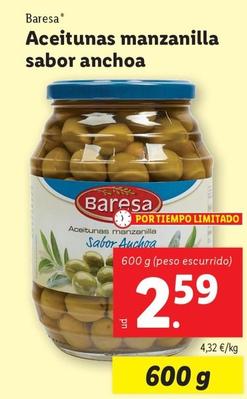 Oferta de Baresa - Aceitunas Manzanilla Sabor Anchoa por 2,59€ en Lidl