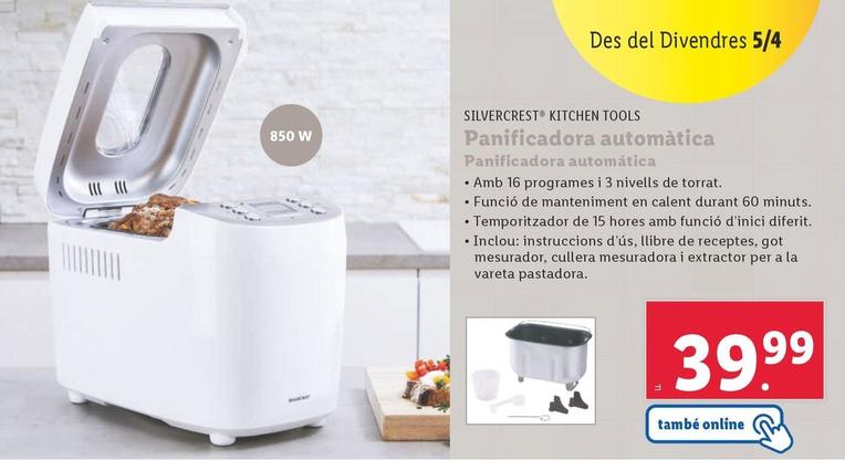 Oferta de Silvercrest Kitchen Tools - Panificadora Automatica por 39,99€ en Lidl