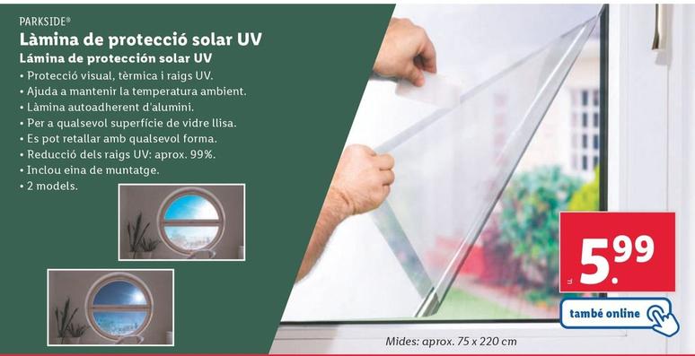 Oferta de Parkside - Lamina De Proteccion Solar Uv por 5,99€ en Lidl
