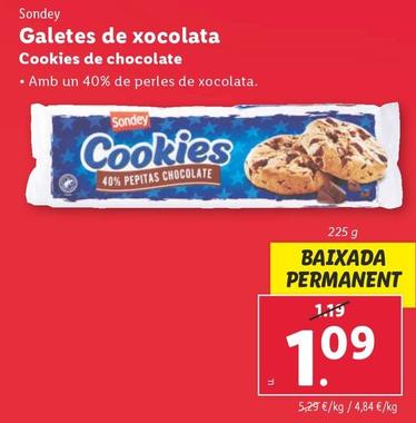 Oferta de Sondey - Cookies De Chocolate por 1,09€ en Lidl