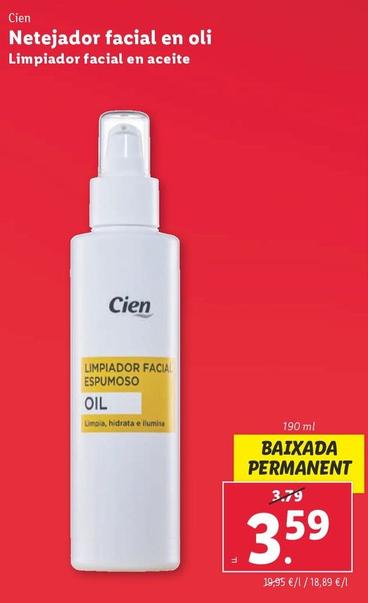 Oferta de Cien - Limpiador Facial En Aceite por 3,59€ en Lidl